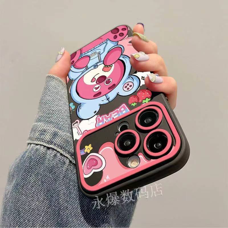 Ốp Điện Thoại Dẻo Họa Tiết Gấu & Dâu Tây Dễ Thương Cho iphone13pro12 / 11 7p 3qoy 14promax