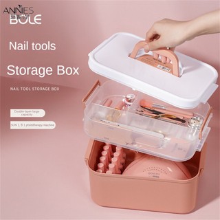 Bole nail art tool hộp lưu trữ di động chống bụi sơn móng tay hộp lưu trữ bằng nhựa lưu trữ dung tích lớn hộp tăng cường móng tay * kính