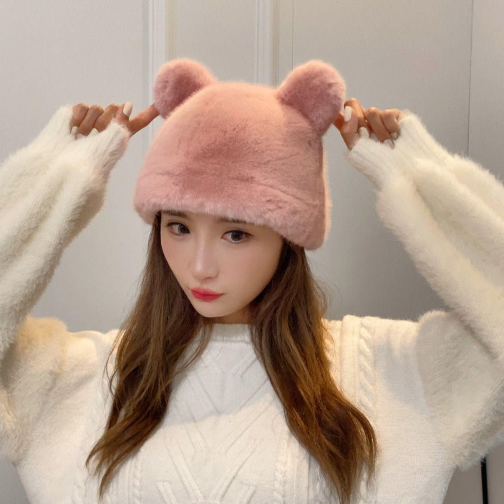 Mũ che tai vải nhung lông tai gấu Thời Trang Mùa Đông Cho Nữ 9Sir hot)