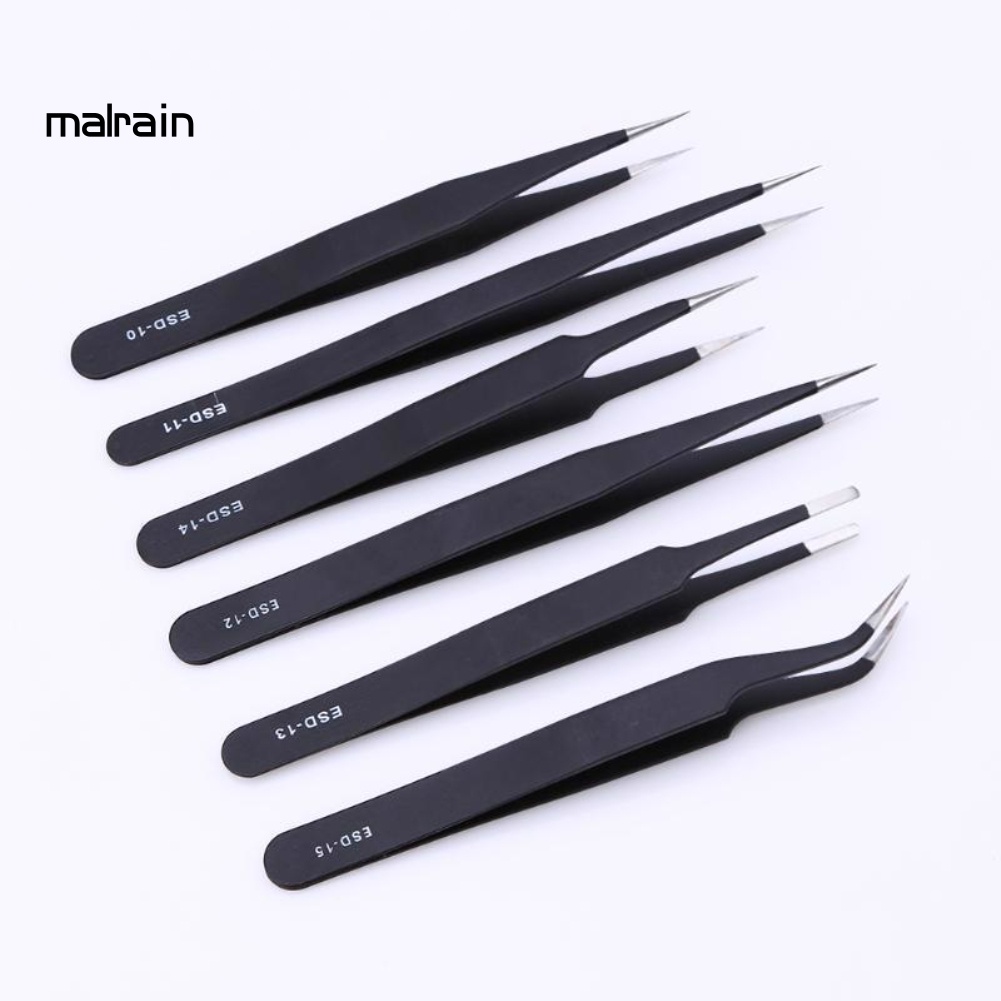 Bộ 6 Nhíp Sửa Chữa Bảo Trì Bằng Thép Cacbon Chống Tĩnh Điện An Toàn