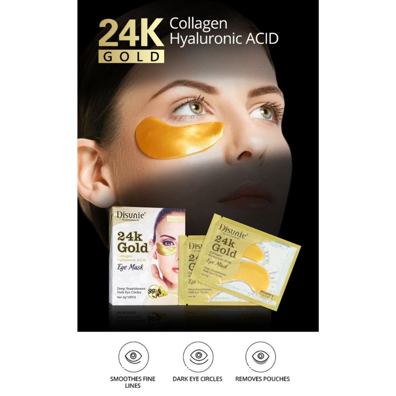 Set 10 Mặt Nạ Mắt Collagen Vàng 24K Dưỡng Ẩm Chống Nếp Nhăn