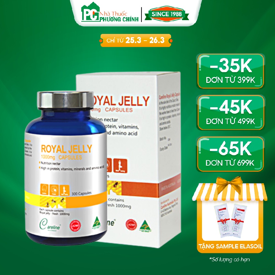 Sữa Ong Chúa Úc Royal Jelly CareLine - Giúp Chăm Sóc Sức Khỏe Và Làm Đẹp Da 1000mg