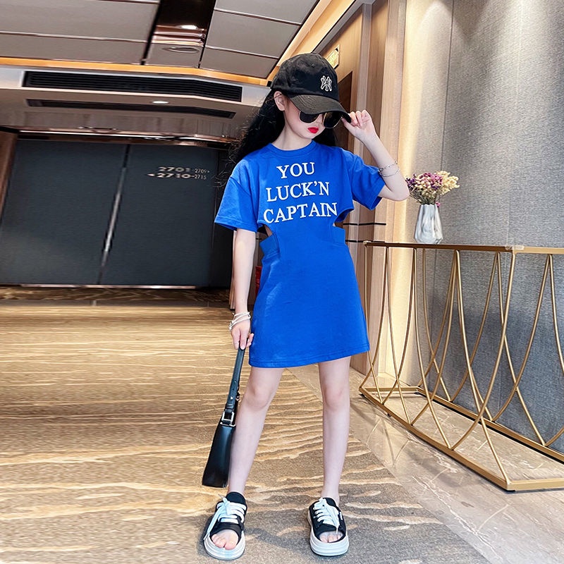 Đầm Thun Mùa Hè 2023 Thời Trang Mới Cho Bé Gái Lớn Tuổi