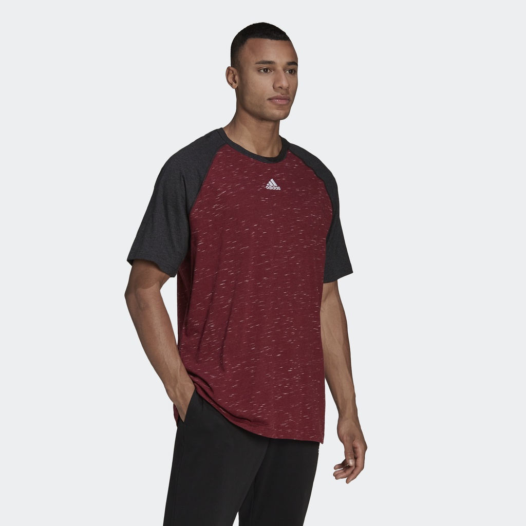 Adidas Phong cách sống Áo Thun Tay Raglan Mélange Essentials Nam Đỏ HE1798