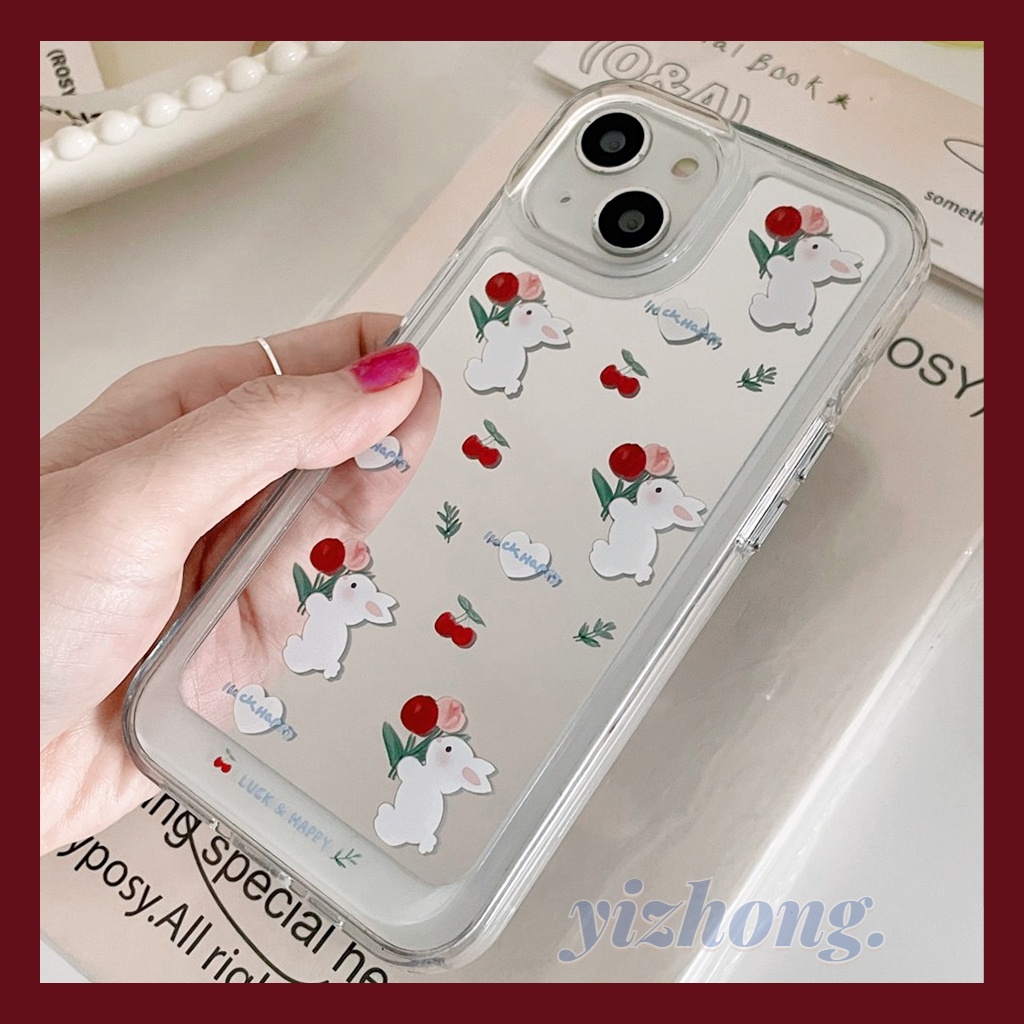 Ốp Điện Thoại TPU Mềm Tráng Gương Họa Tiết Hoa / Thỏ / Cầu Vồng Chống Trầy Xước / Rơi Vỡ Cho iPhone 14 Pro Max 13 11 12