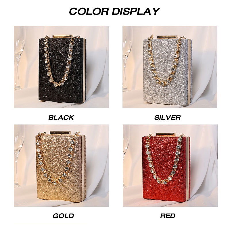 MISCHA Ví Cầm Tay Dáng Vuông Nhỏ Đính Đá Thời Trang Sang Trọng Cho Nữ