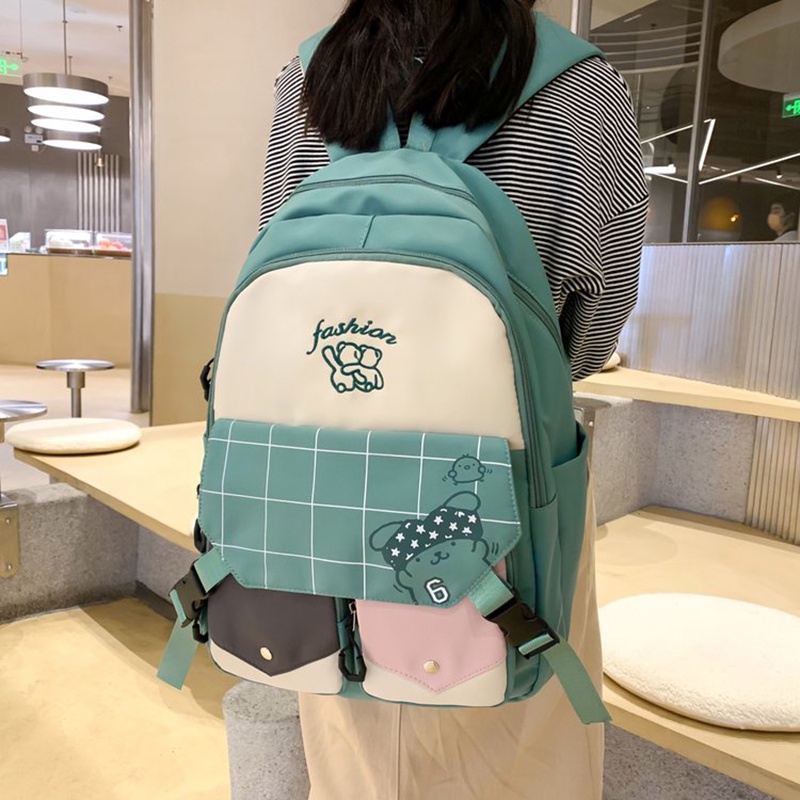 IELGY Large Capacity Japanese Color-block Backpack Girls' High-value Girls' Schoolbag College-style Backpack