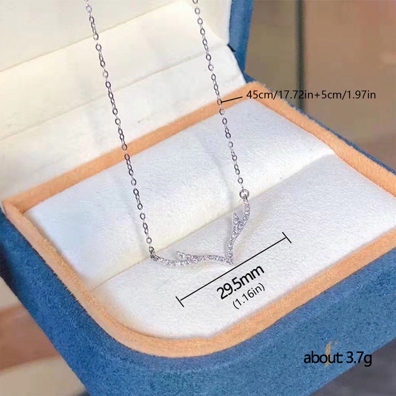 Vòng cổ Mạ Bạc Mặt Hình Sừng Hươu Đính Đá Zircon Thời Trang