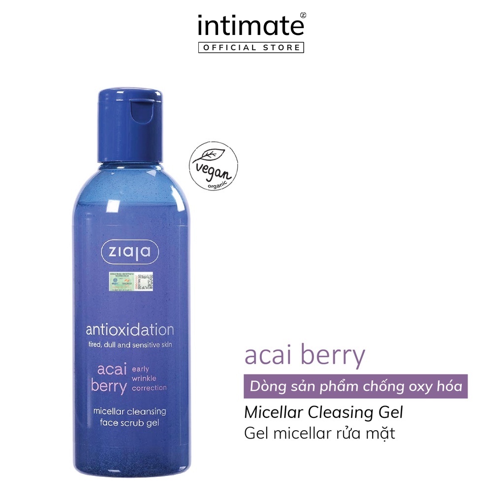 Gel Rửa Mặt Acai Berry Micellar Cleansing Face Scrub ZIAJA Chống Oxy Hóa Và Loại Bỏ Độc Tố Cho Da 200ml