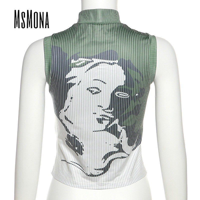 Áo Thun Sát Nách In Họa Tiết Màu Tương Phản Thời Trang 2023 Cho Nữ