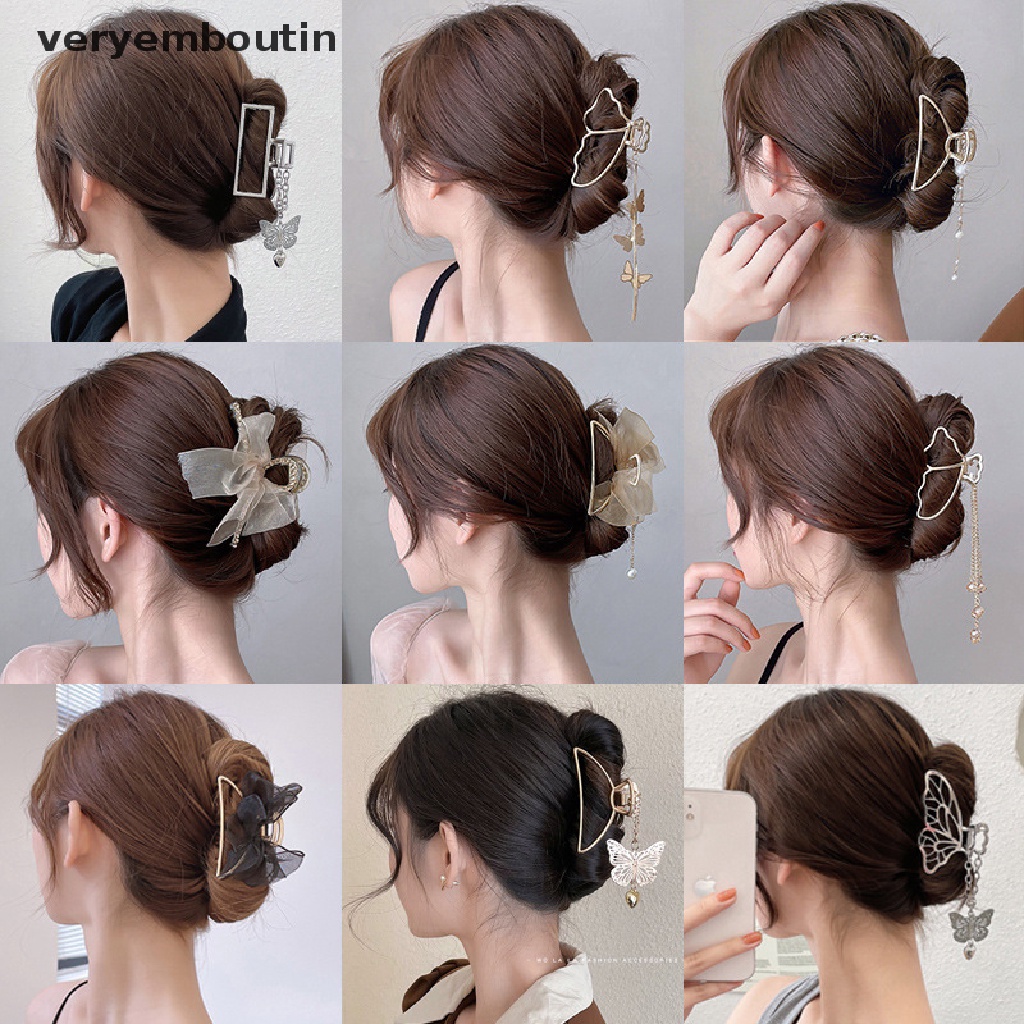 1 Kẹp Tóc Cánh Bướm / Hình Học Cỡ Lớn Bằng Kim Loại Màu Vàng Sang Trọng Cho Nữ