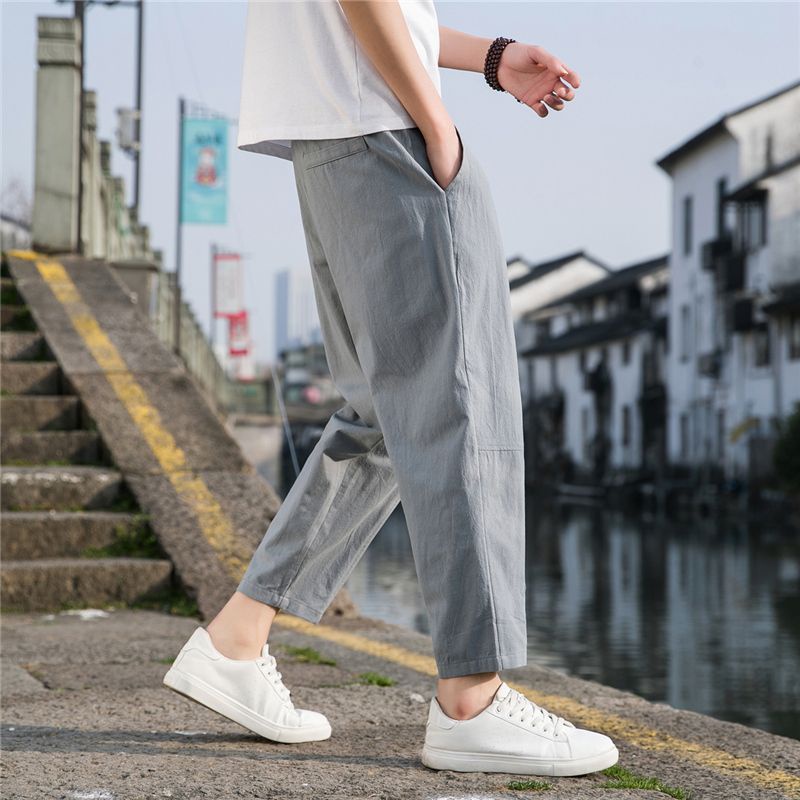 Quần Dài Vải Lanh Cotton Ống Rộng Phong Cách Trung Hoa Thời Trang Mùa Hè Hàng Mới 2023 24 Giờ