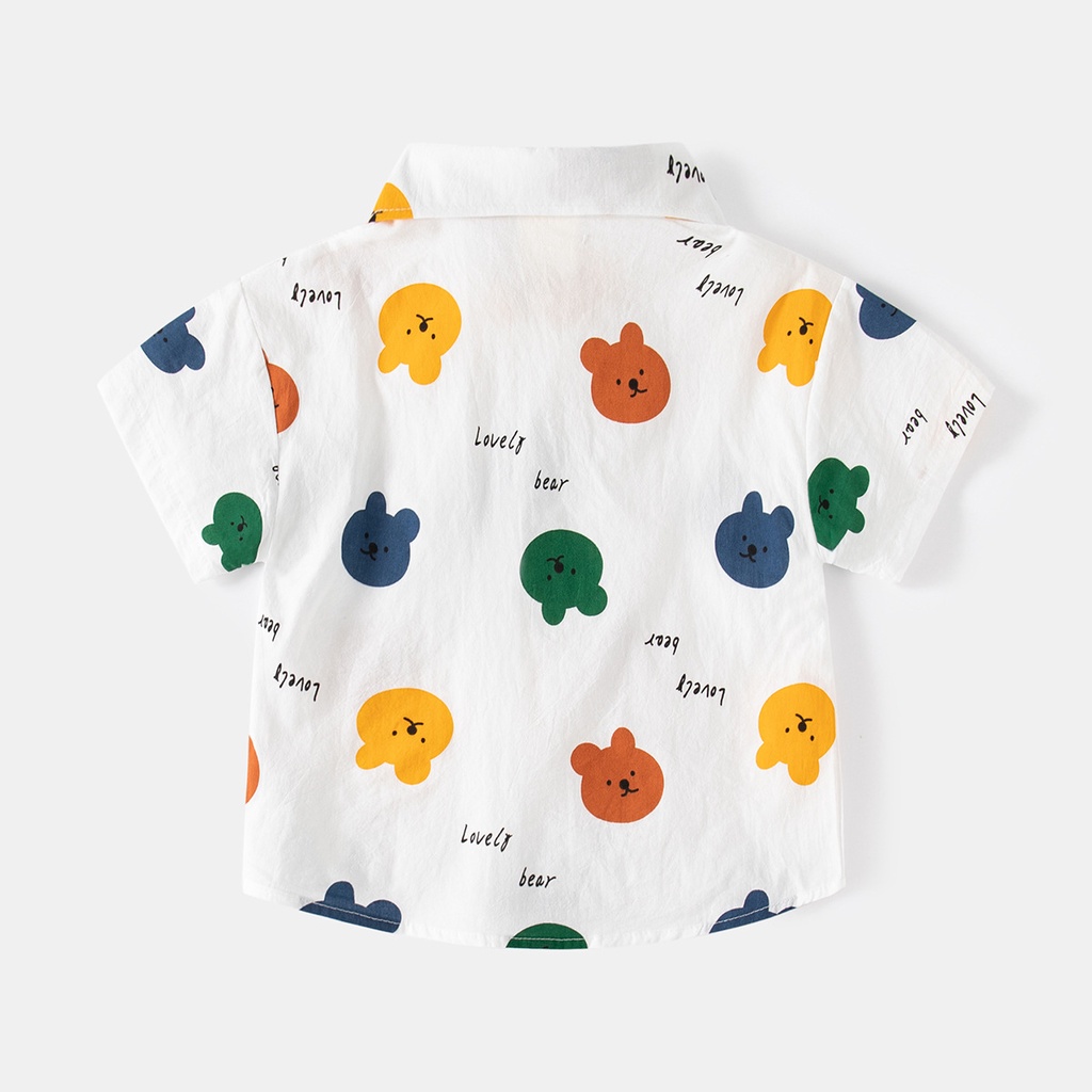 Áo Sơ Mi Cotton Ngắn Tay Họa Tiết Hoạt Hình Xinh Xắn Dành Cho Bé