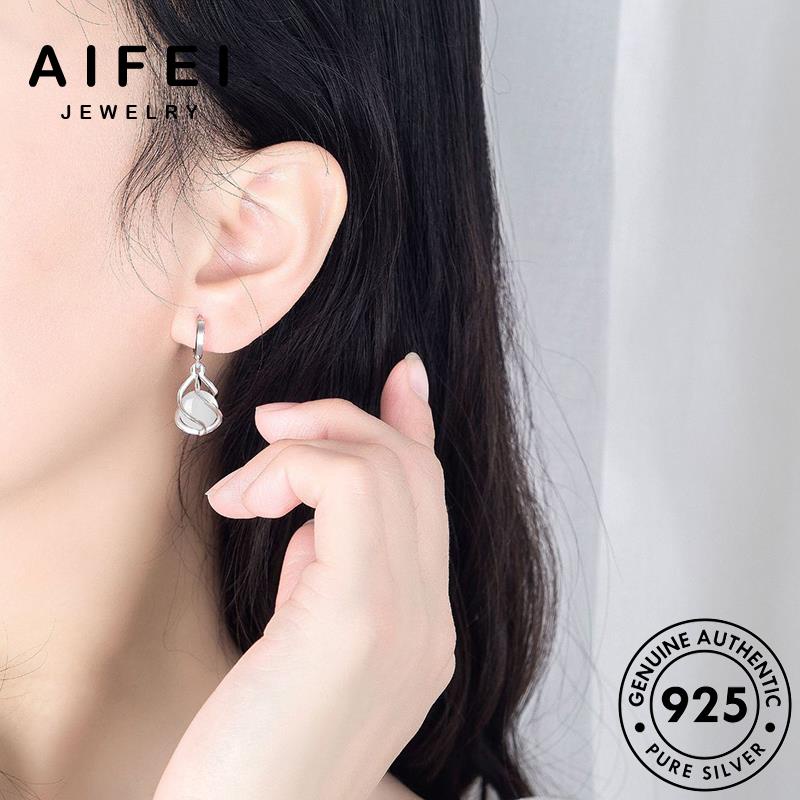 AIFEI JEWELRY tròn nữ retro bạc thật tộc vành trang Thời hàn sức thời opan phong kiện bông xỏ dân cách bản 925 tua nguyên phụ khuyên tai quốc E378