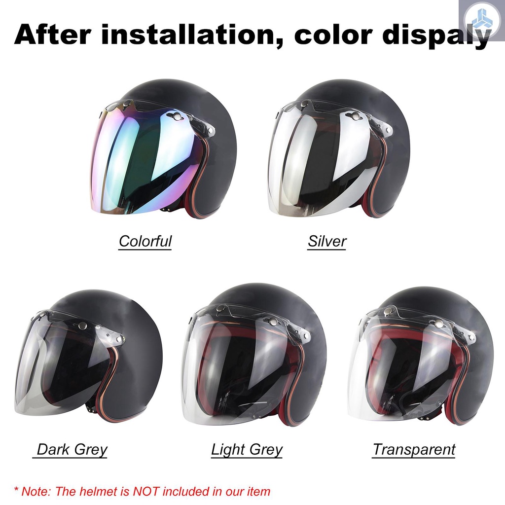 Open Face Helmet Visor Motorcycle Helmet Bubble Lens 3-Snap Bubble Wind Shield Visor