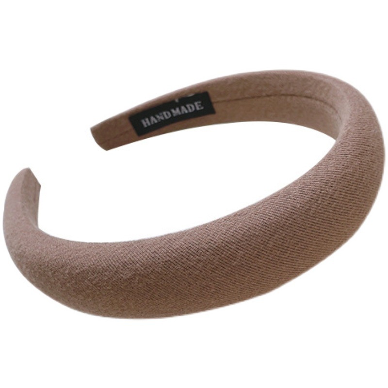 Băng Đô Cài Tóc Xốp Dày Màu Cà Phê Sữa Phong Cách Hàn Quốc Đơn Giản Không Đau Màu Trơn Cài Tóc Cho Nữ