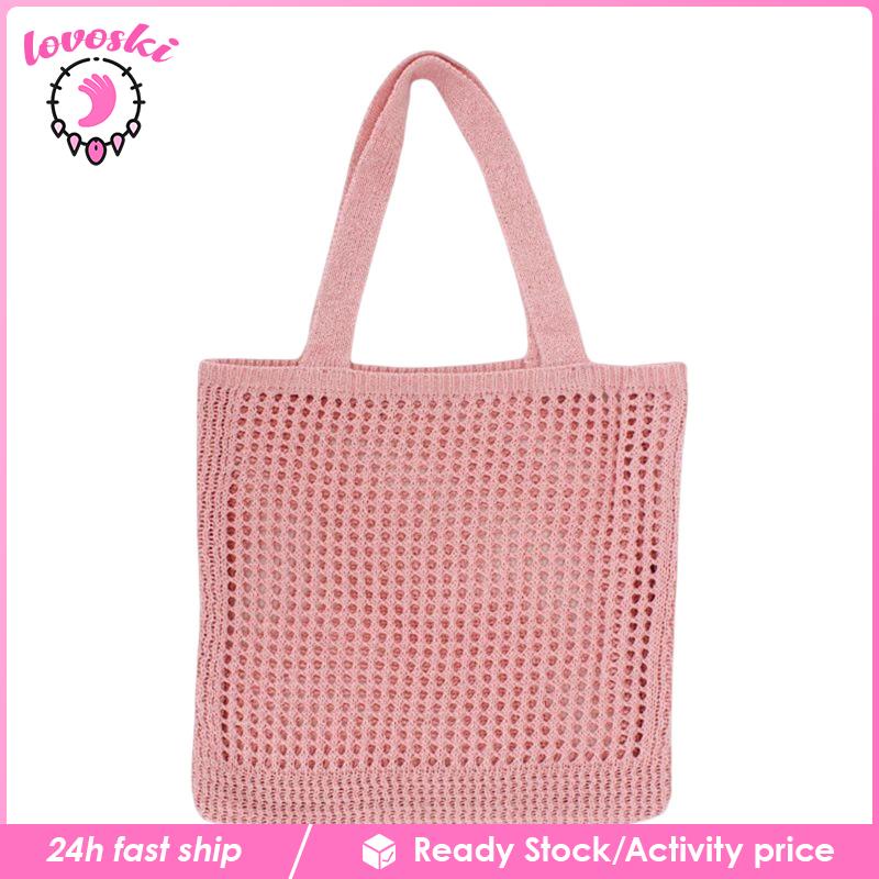 [Lovoski] Túi Xách Du Lịch Đeo Vai Đan Móc Rỗng Cho Nữ