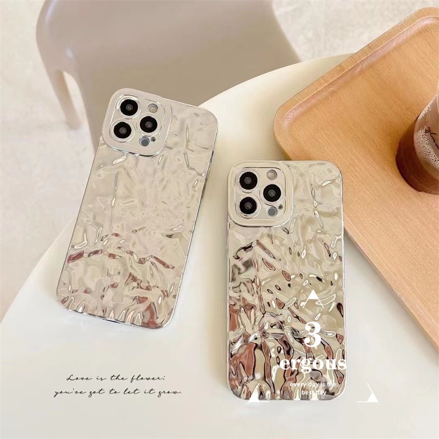 Ốp Điện Thoại Màu Bạc Họa Tiết Sang Trọng Chống Sốc Cho IPhone 14 13 12 11 Pro Max SE2020 X XR Xs Max 7 8 6 6s Plus