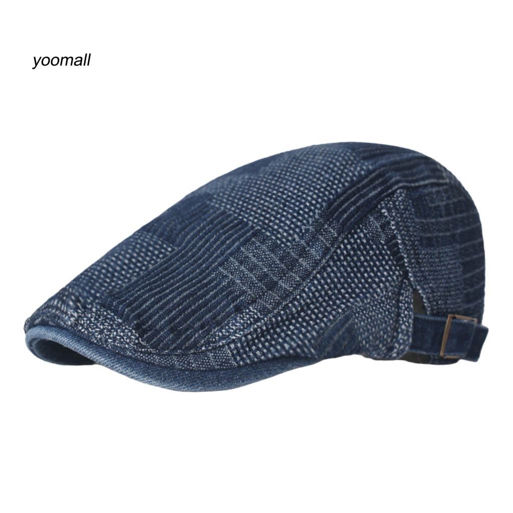 Mũ Beret Vải Denim Vành Ngắn Chống Nắng Màu Trơn Phong Cách Cổ Điển Có Thể Điều Chỉnh Cho Nam Và Nữ