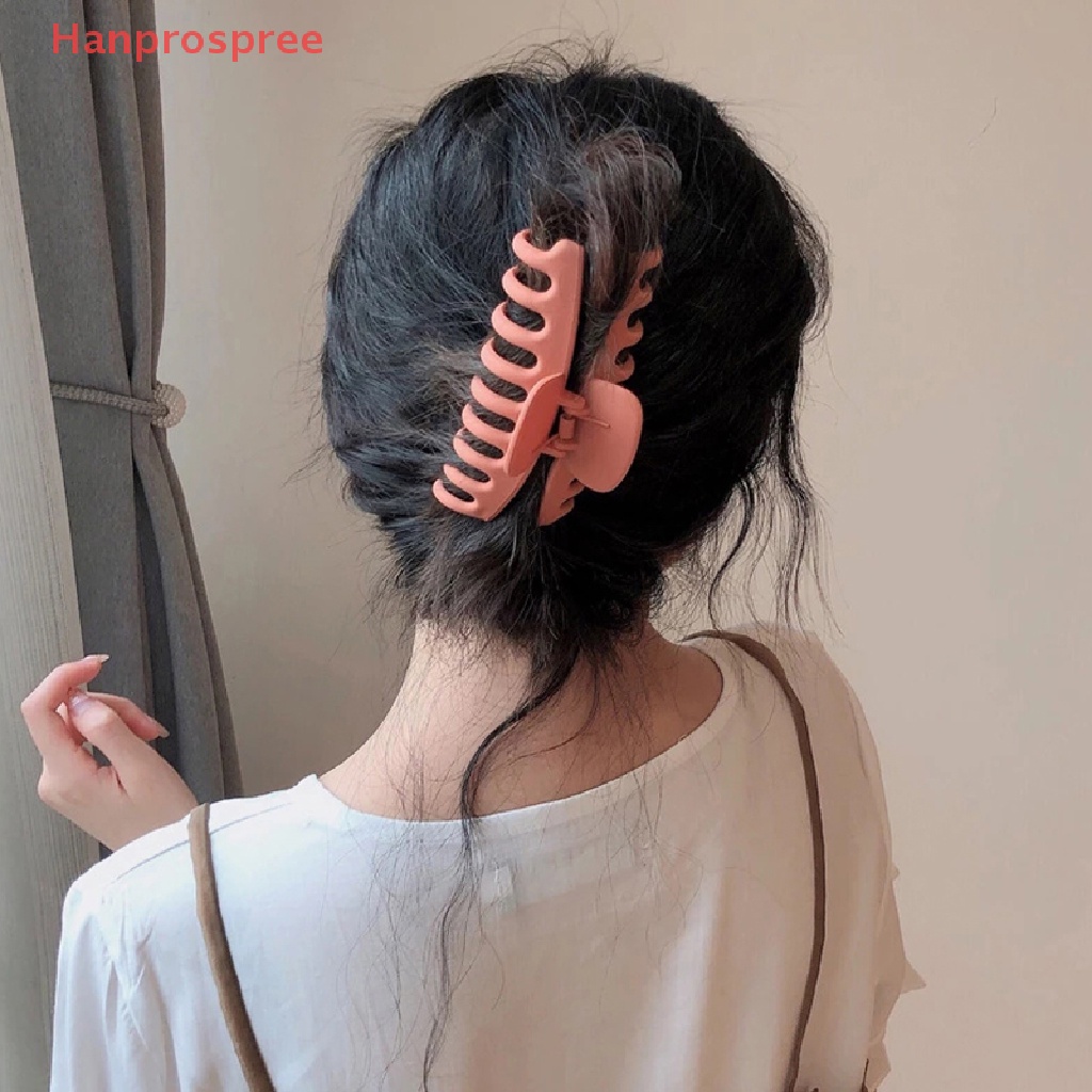 Kẹp Tóc Càng Cua Lớn Bằng Nhựa Màu Trơn Thanh Lịch Cho Nữ