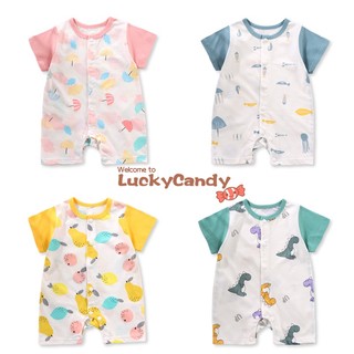 Luckycandy Bộ Áo Liền Quần Bằng Cotton Tay Ngắn Dễ Thương Dành Cho Trẻ Sơ Sinh