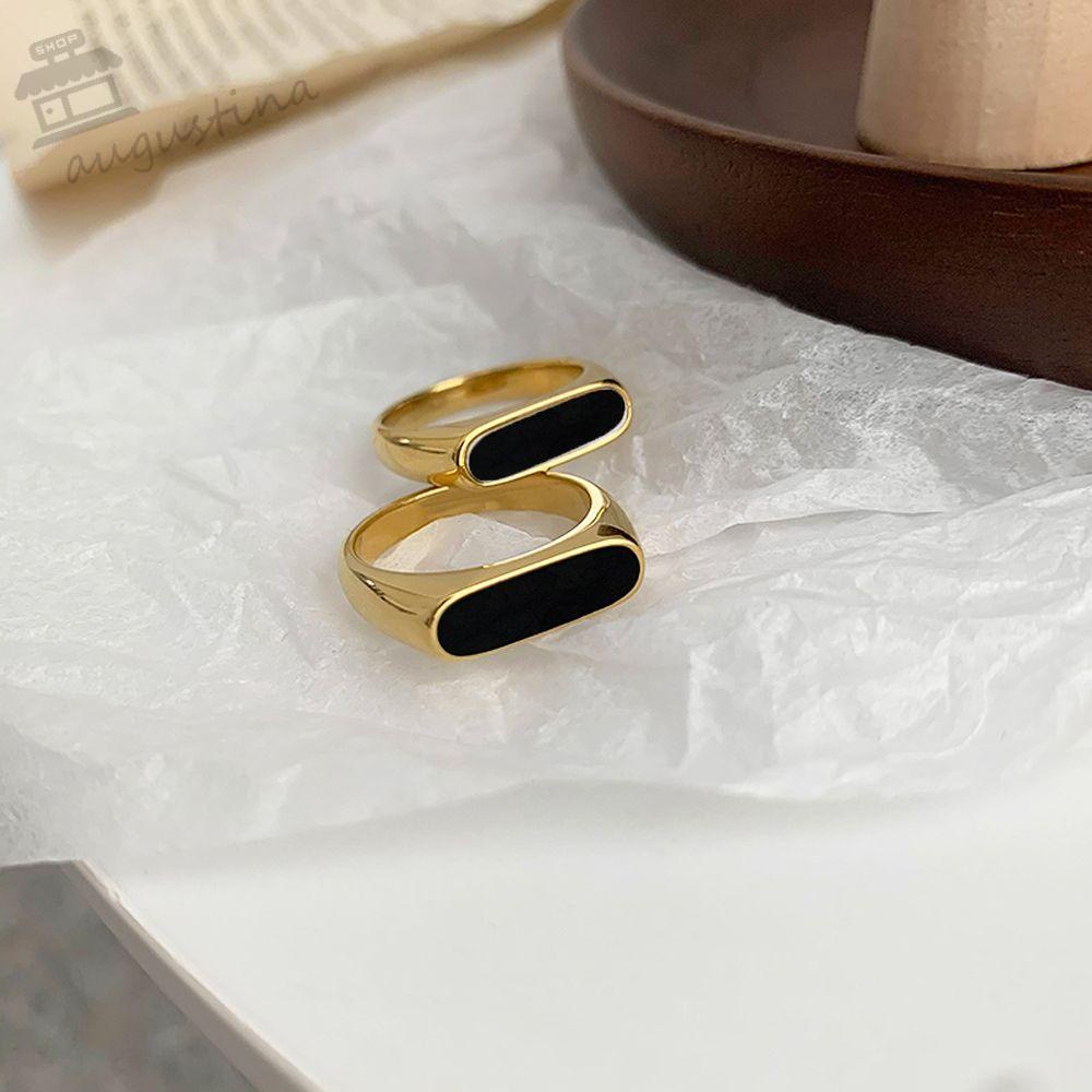 Nhẫn Đồng Dạng Mở Mặt Vuông Đơn Giản Điều Chỉnh Được Thời Trang Nữ AUGUSTINA