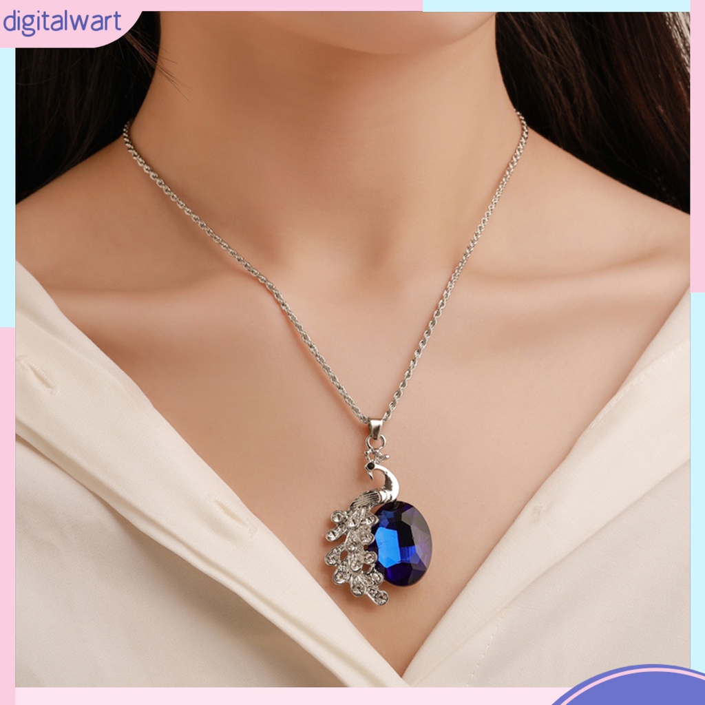 Set 2 Vòng cổ / Đôi Bông Tai Hình Chim Công Đính Đá Thời Trang Cho Nữ