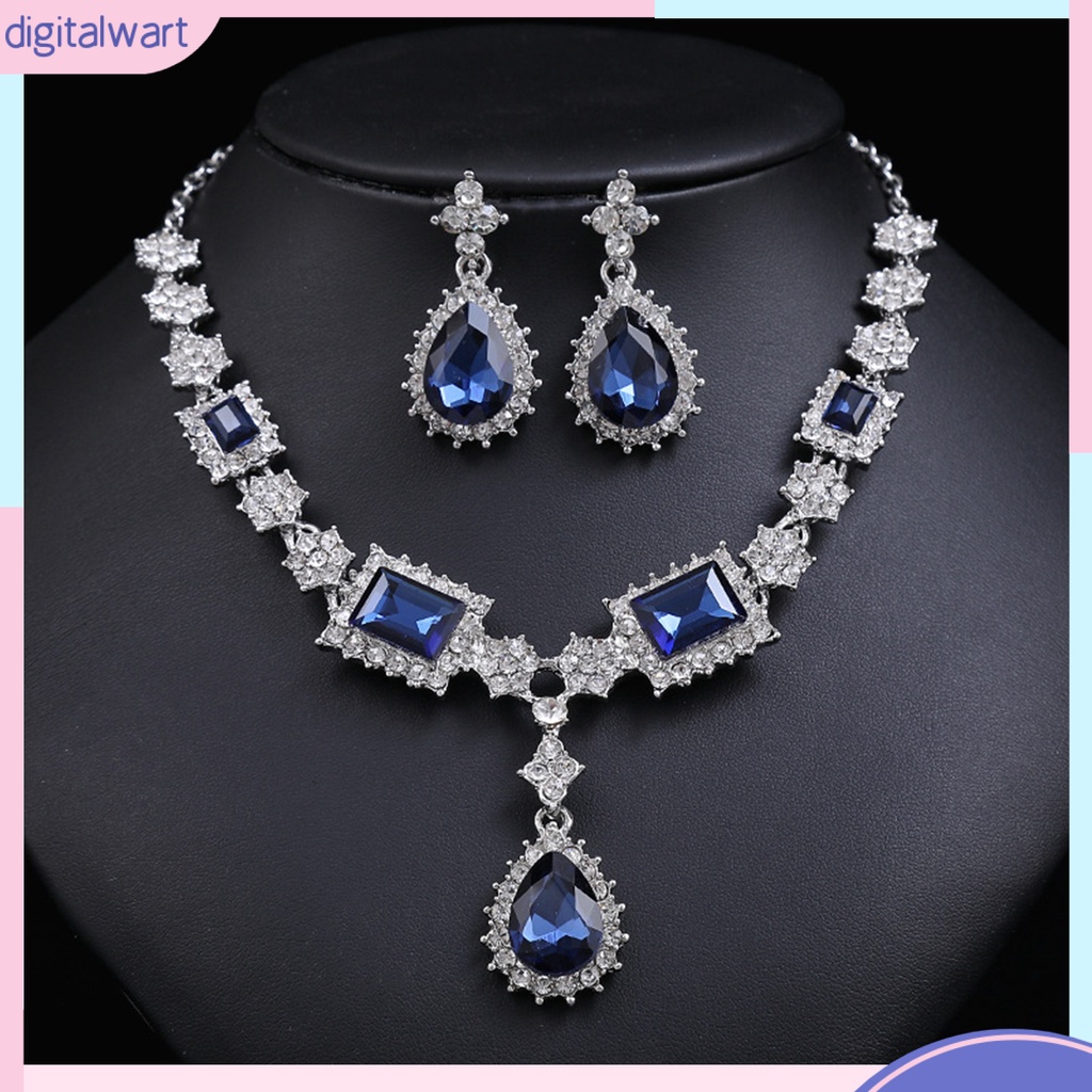 Set 2 Vòng cổ Và Bông Tai Đính Đá Sang Trọng Cho Nữ