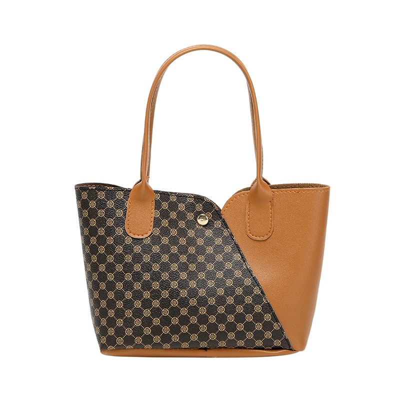 MISCHA Túi Xách Da Pu Cỡ Lớn In Họa Tiết Đơn Giản Phong Cách Retro Cho Nữ