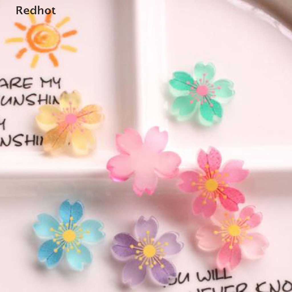 &lt; Redhot &gt; Bộ 10 Bông Hoa Anh Đào Mini Bằng Nhựa Phát Sáng Màu Sắc Ngẫu Nhiên Trang