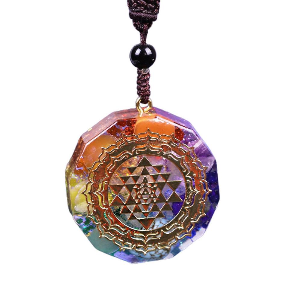Orgonite Pendant Sri Yantra Necklace Sacred Geometry Chakra Energy