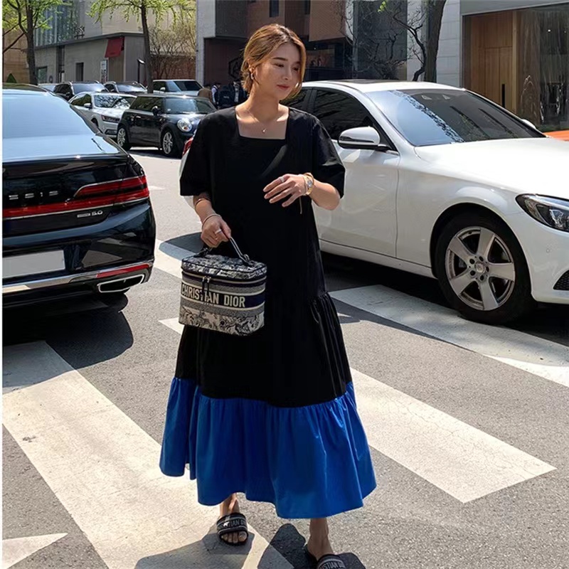 Đầm Midi Tay Ngắn Dáng Rộng Chất Liệu Cotton Thời Trang Mùa Hè 2023 Cho Nữ Size Lớn L XL XXL 3XL 4XL 30212 F054