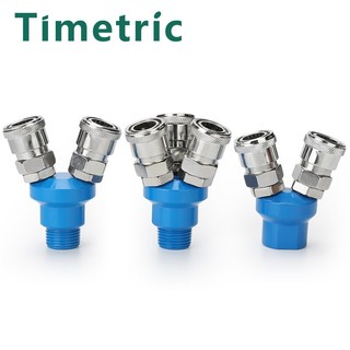 Đầu chia hơi 2 ngả và 3 ngả dòng kim loại ren trong 1/4', chạc chia khí nén