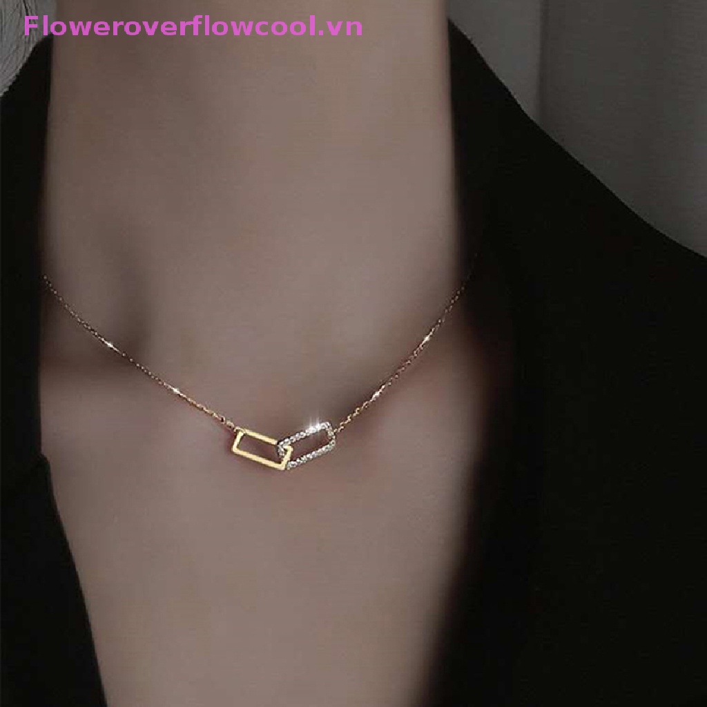 Vòng cổ Hai Lớp Mặt Vuông Đính Đá Lấp Lánh