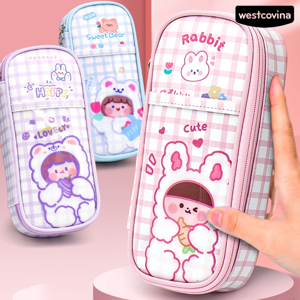 [COD]♪Túi Đựng Bút Nhiều Ngăn Sức Chứa Lớn Họa Tiết Hoạt Hình Xinh Xắn