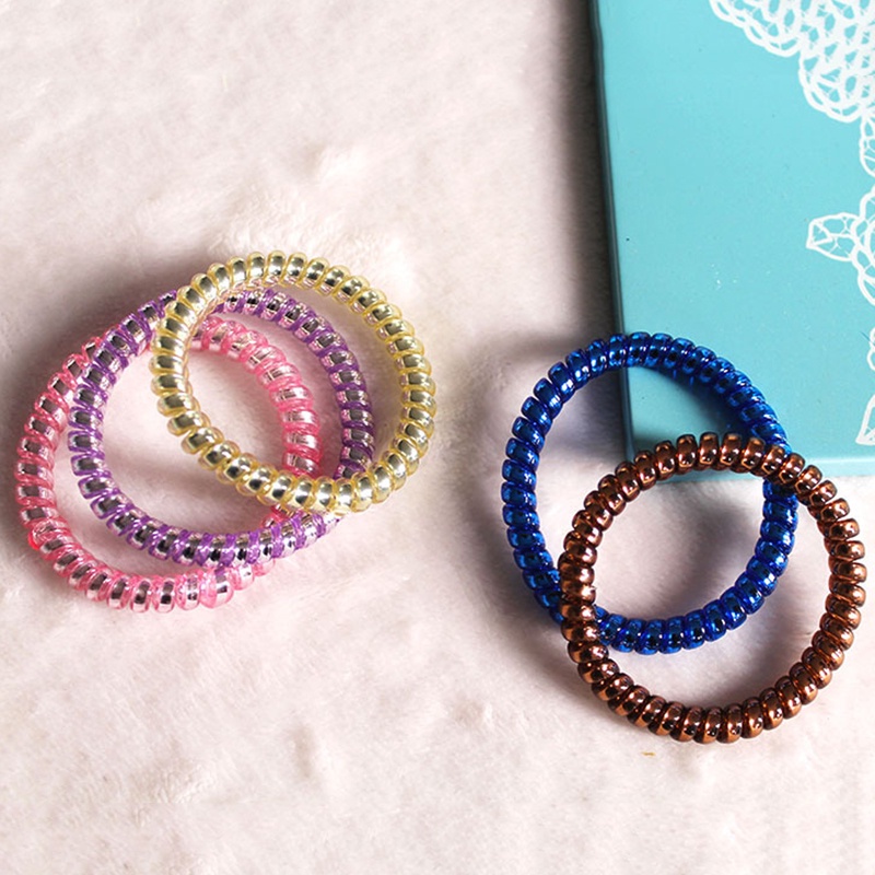 Dây Buộc Tóc Lò Xo Co Giãn Màu Cầu Vồng Xinh Xắn