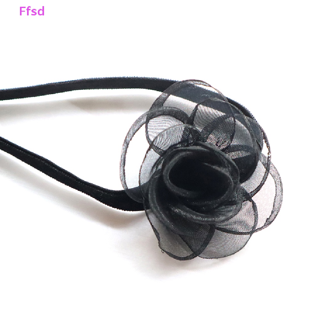 {Ffsd} Vòng Cổ Choker Dây Ruy Băng Siêu Dài Hình Hoa Trà Đen Quyến Rũ Làm Quà Tặng Tiệc Tùng * Bán Chạy