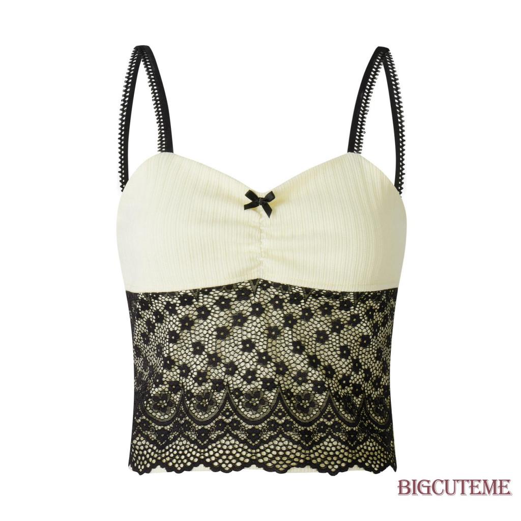 Áo Lửng Hai Dây Phối Ren Họa Tiết Hoa Thời Trang Quyến Rũ Dành Cho Nữ