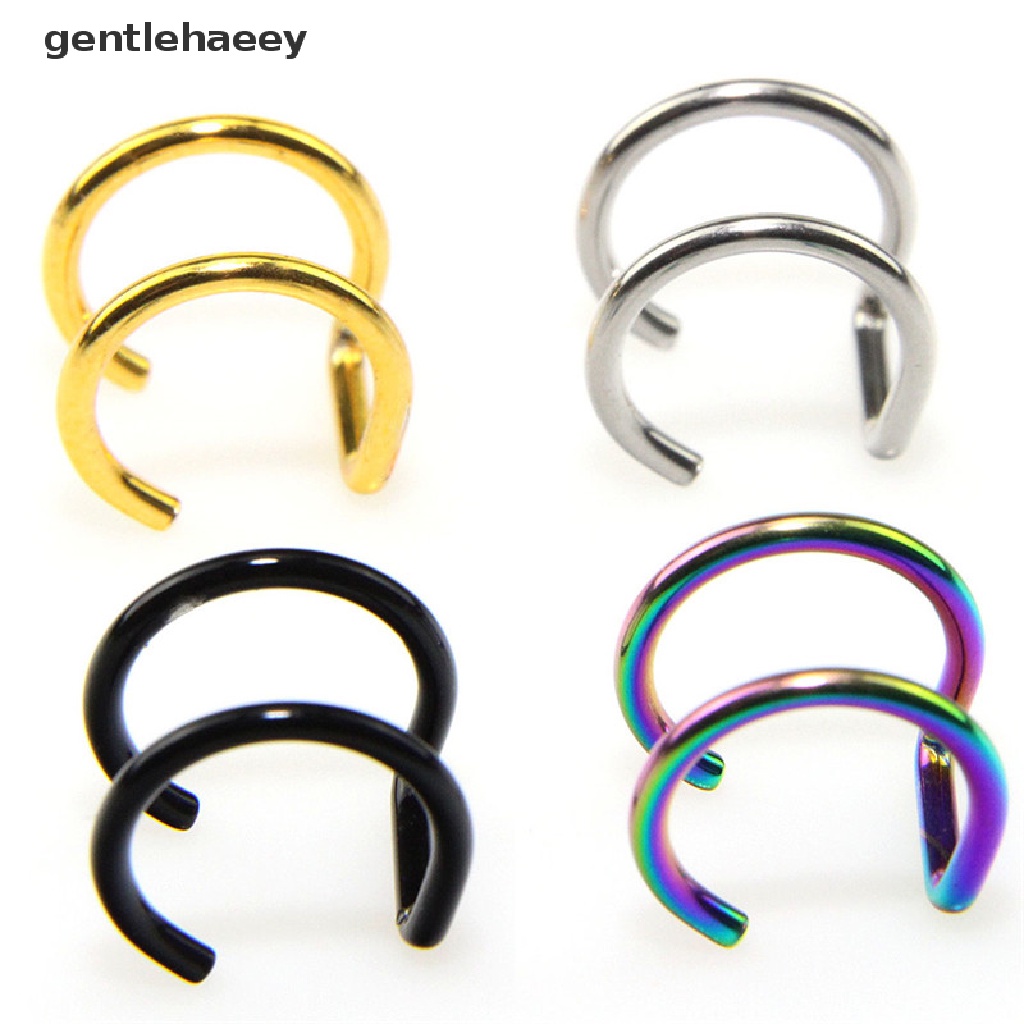 Bộ 2 Khuyên Kẹp Vành Tai / Mũi / Môi Hình Chữ U Phong Cách Thời Trang Unisex
