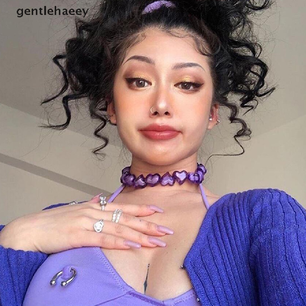 Vòng Cổ Choker Acrylic Hình Trái Tim Nhiều Màu Sắc Phong Cách Hip Hop Punk Cho Nữ