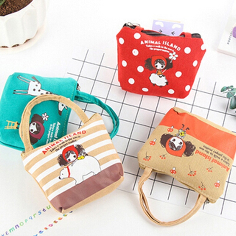 Ví Đựng Tiền Xu Bằng Cotton Có Khóa Kéo 4 Màu Sắc Cho Nữ