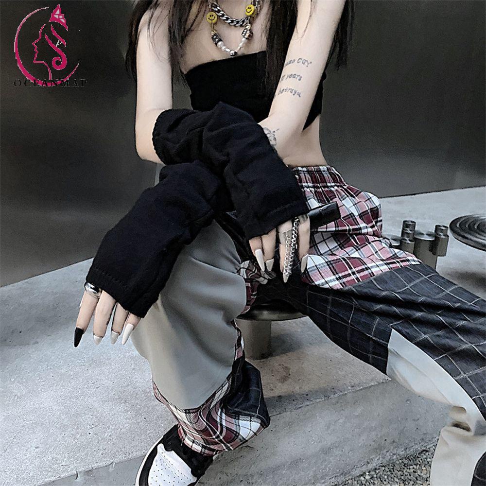Găng Tay Dài Hở Ngón Giữ Ấm Phong Cách Đường Phố EMO Mặt Trăng Phong Cách Thu Đông OCEANMAP