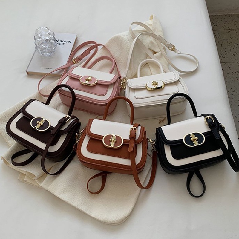 Túi Đeo Vai Hình Vuông Nhỏ Cầm Tay Có Khóa Nam Châm Màu Sắc Nổi Bật Cá Tính Cho Nữ