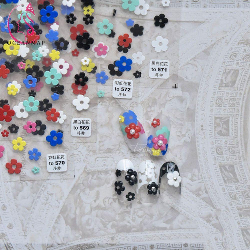 [Hàng mới về] Miếng Dán Trang Trí Móng Nghệ Thuật Họa Tiết Hoa 5d Màu Cầu Vồng Dễ Thương Diy