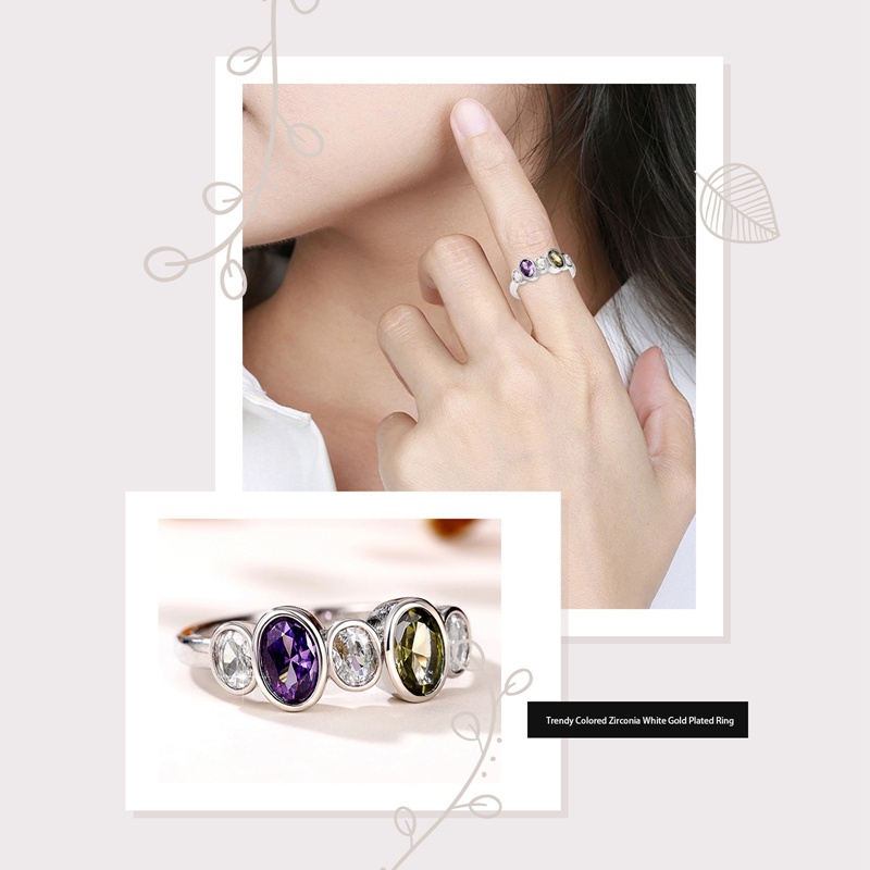 Ygt Nhẫn Khảm Đá Ô Liu / Tím / Trắng Phong Cách Đơn Giản Cổ Điển Thời Trang Dự Tiệc Kỷ Niệm Cho Nữ