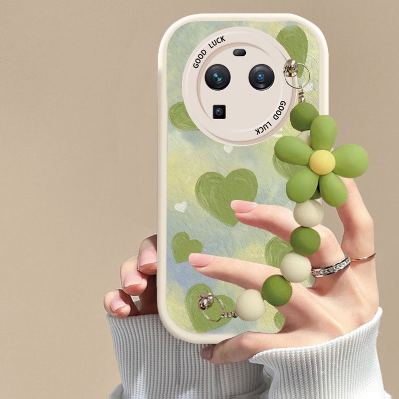 Ốp Điện Thoại Silicon Chống Rơi Hình Trái Tim Phối Dây Xích Thời Trang Cho Oppofindx6 Findx6pro