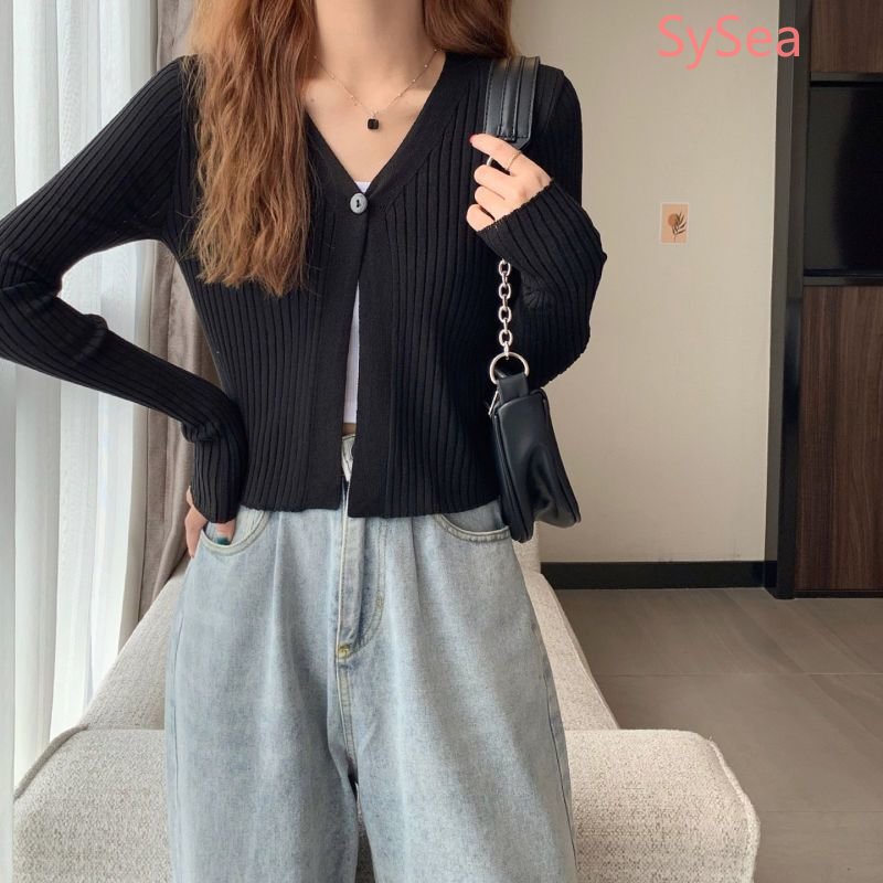 Áo Cardigan Tay Dài Cổ Chữ V Thời Trang Hàn Quốc Cho Nữ