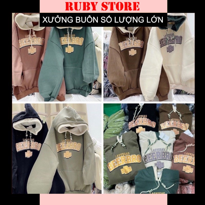 Áo Hoodie Form Rộng Nam Nữ Chữ Beebro Chất Nỉ Bông Dày Dặn Unisex❤️Áo Mũ Ulzzang Nam Nữ Phong Cách Hàn Quốc