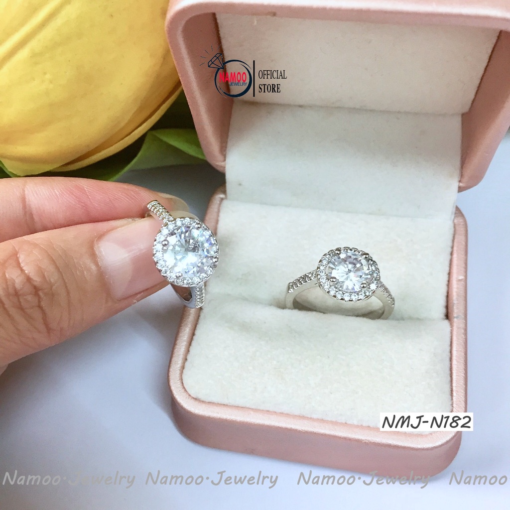 Nhẫn Đá Tròn NMJ N182 Tự Chỉnh Độ Rộng CHo Nàng