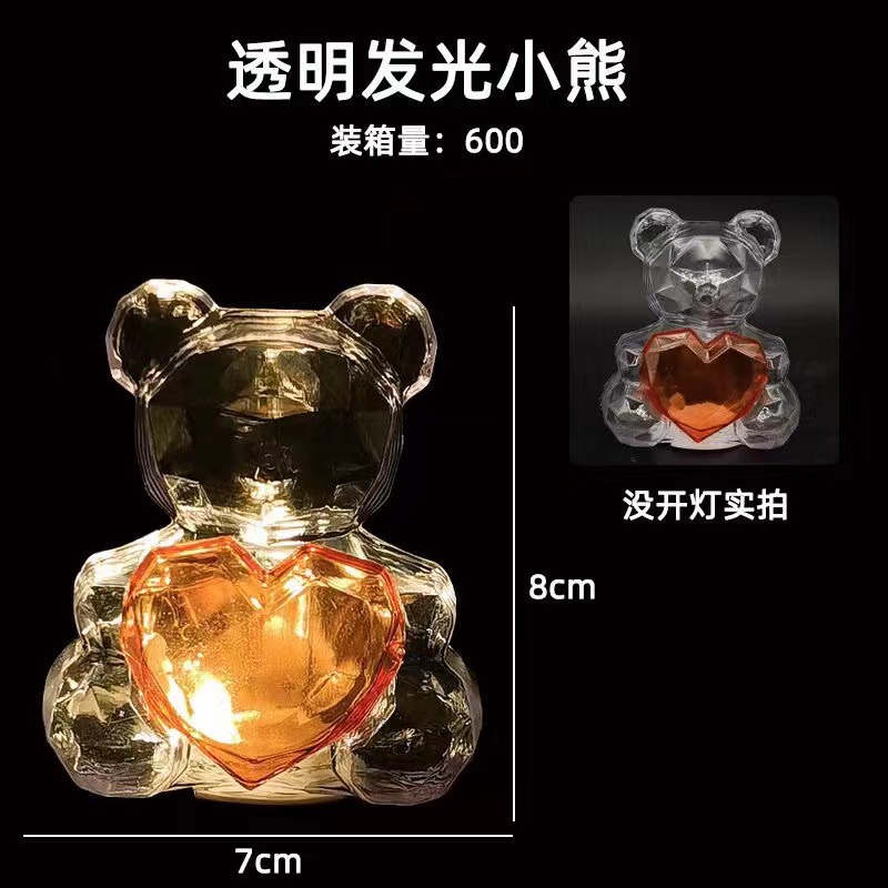 Đèn LED Gấu Nhỏ Trang Trí Bánh Ngọc Trai Nơ Trái Tim Dập Nổi Cho Ngày Valentine